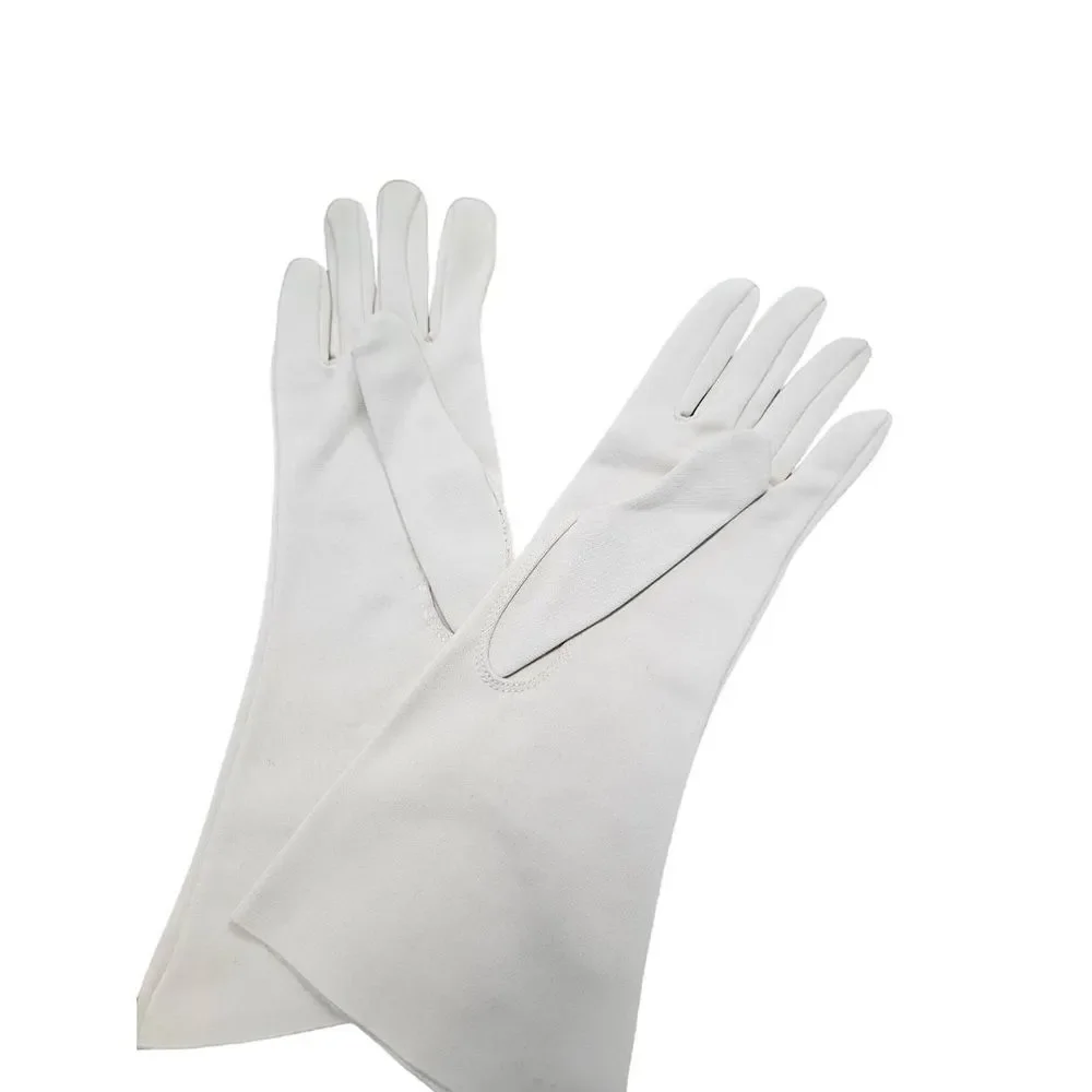 Vintage Off White Embroidered Evening Gloves